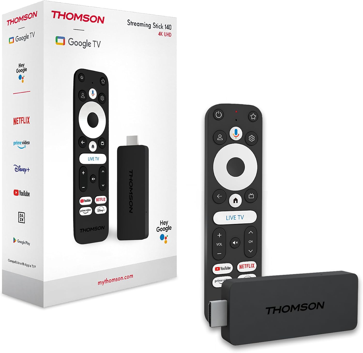 THOMSON Streaming Stick 140 TV Stick 4K UHD Dolby Atmos Android TV Media Player