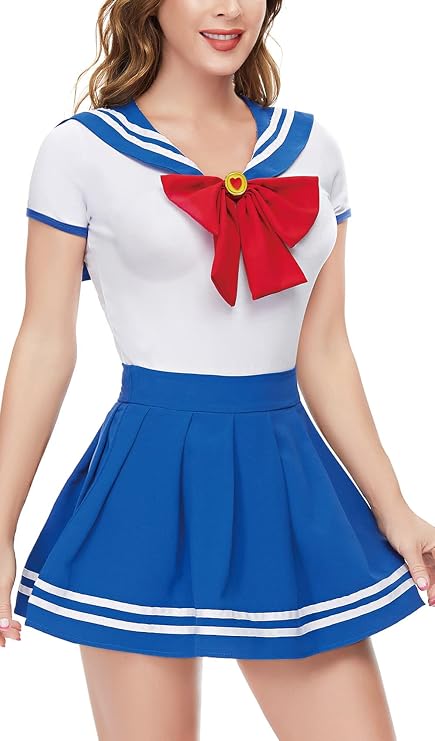 CutiePlusU Button Crotch Onesie Women Romper Bodysuit Skirt Set