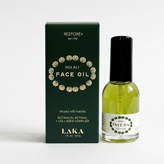 LAKA Hulali Botanical Hulali Facial Oil with Bakuchi, Blue Tansy & MatchaTM Lightweight Face Oil Moisturizer for Daily AM & PM Skincare