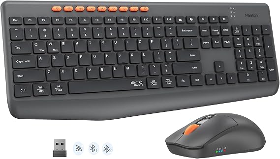 MEETION Wireless Bluetooth Keyboard and Mouse, Silent Full Size Keyboard