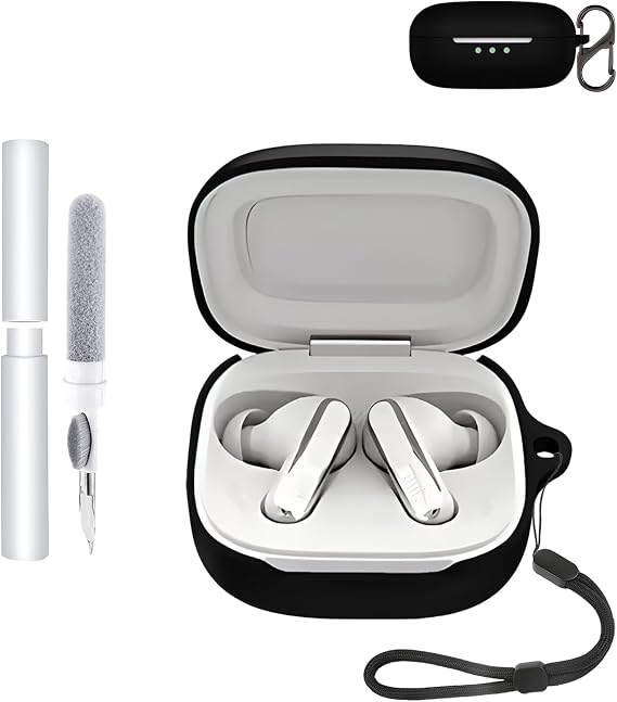 silicone protective case for earfun air pro 4 earbuds - durable and eco-friendly toergy earphone cover with precise holes and charging compatibility - shock-proof, comfortable touch,black