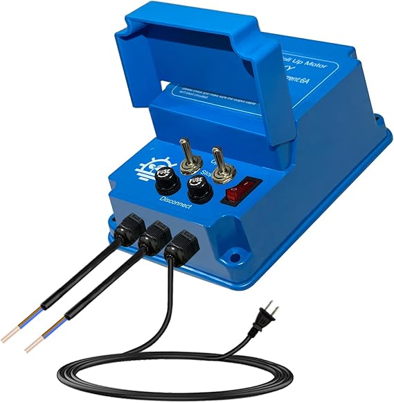 UYGALAXY Greenhouse Roll Up Motor Controller for Venting with AC110V to DC24V Transformer DPDT 3 Position Controller & Forward Reverse Control 2 Motors(Blue)