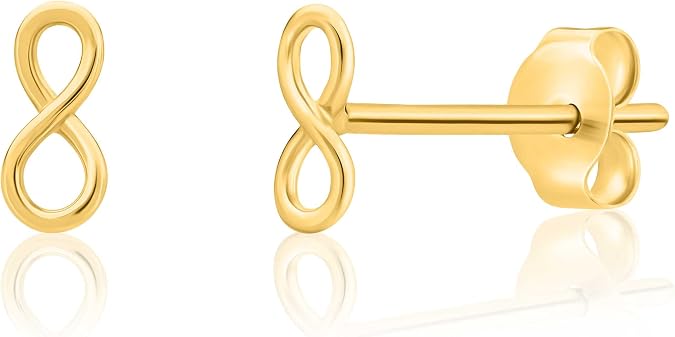 14K Gold Tiny Infinity Stud Earring for Earlobe and Cartilage Piercing