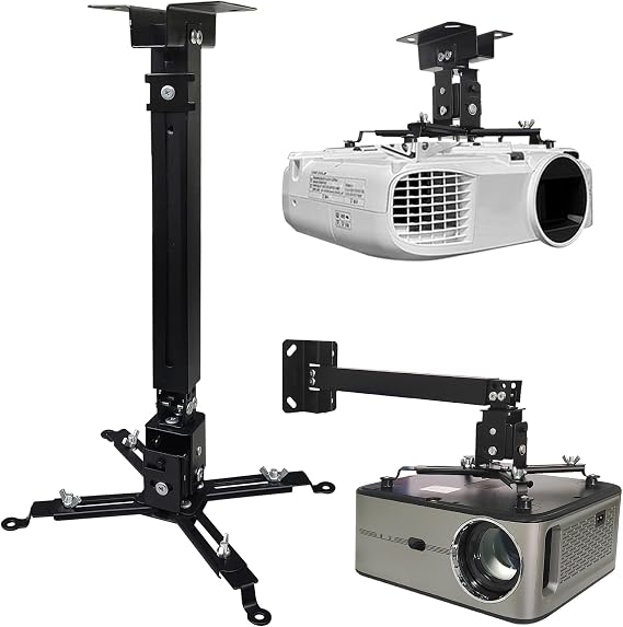 Projector Mount,Ceiling Wall Mount, Universal Projector Mount with 25.5-inch Expansion Arm, Height Adjustable,Suitable for Home and Office Projectors(Black)