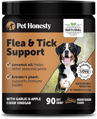 Flea and Tick Prevention for Dogs Supplement - Natural Flea and Tick Chews for Dogs, Oral Pills with No Harsh Chemicals, Natural Way to Enjoy The Outdoors - Bacon 90 Count
