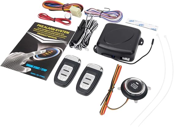 9pcs Car Keyless Entry Engine Start Alarm System Push Button Remote Starter Stop