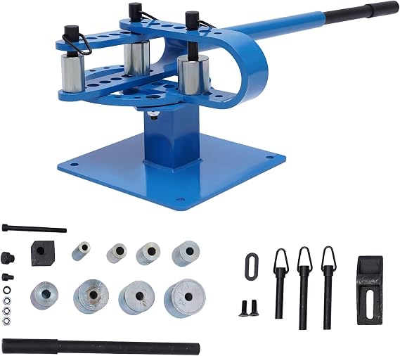 Pipe Tube Bender Manual Bench Top Compact Bender Pipe Bending Machine with 7 Dies 1-3inch Metal Fabrication Tube Rod Pipe Bender