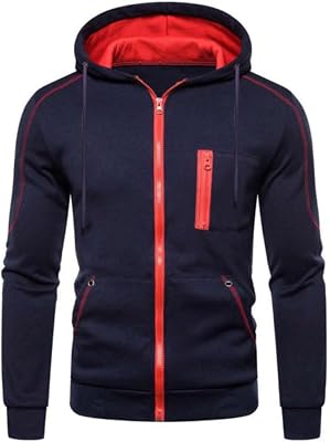 Lus Chic Mens Hoodies Jackets Fleece Long Sleeve Full Zip Up Sweater Slim Fit Sweatshirt
