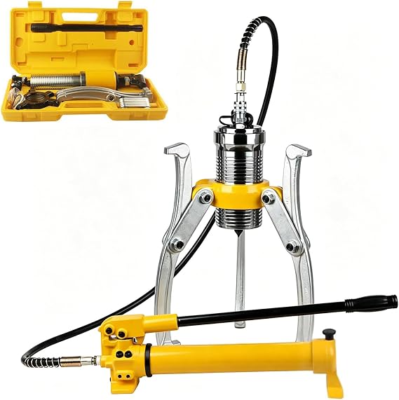 Separate Hydraulic Gear Puller Set with Hand Pump, 5/10/15/20/30/50 Ton Heavy Duty Wheel Bearing Removal Tool, Convertible 2 or 3 Jaws Hub Pulley Puller for Confined Spaces, Auto & Mach Split-type 5T