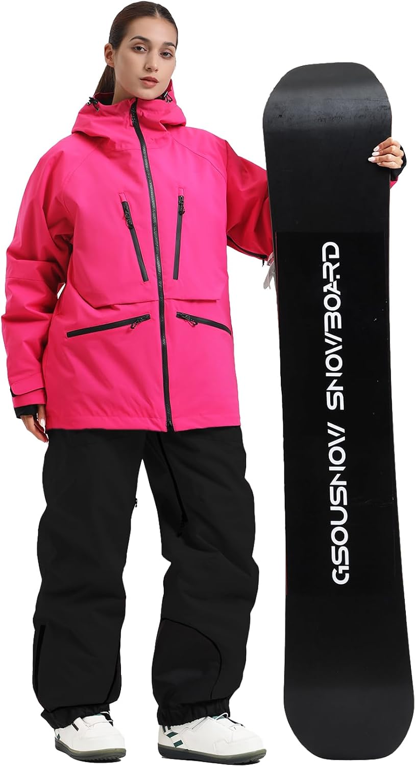 GSOU SNOW Womens Snowboard Pants and Jackets Ski Outfits Waterproof Snow Suits Ski Jacket Bibs Set