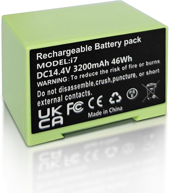 14.4V 3200mAh i7 Battery for iRobot Roomba e and i Series, Replacement i7 Battery Compatible with Roomba i7 i7+ i8 i6 i4 i4+ i3 i3+ i7158 J7 i7550 i755020 7150 7550 and e e5 e6 e5150 e5152 e6198 Etc