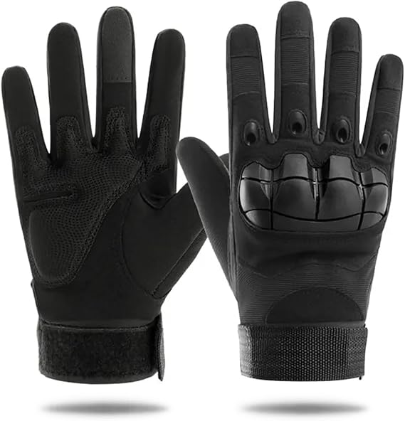 GDM Tactical Gloves with Knuckle Protection, Breathable and Anti-Slip, Black