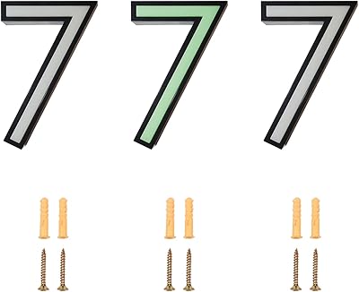 3 Pack 4.92 Number [7] Black Door Sign, Glow in the Dark Door Sign!!! For Mailbox or Door Address, Home Office Hotel Room, Shop Commercial Building Sign