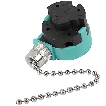 Zing Ear ZE-268S6 Switch Compatible with Hunter Ceiling Fan, 3 Speed 4 Wire Pull Chain Cord Switch, Use for Ceiling Fans, Lamps and Wall Lights (Nickel Pull Chain)