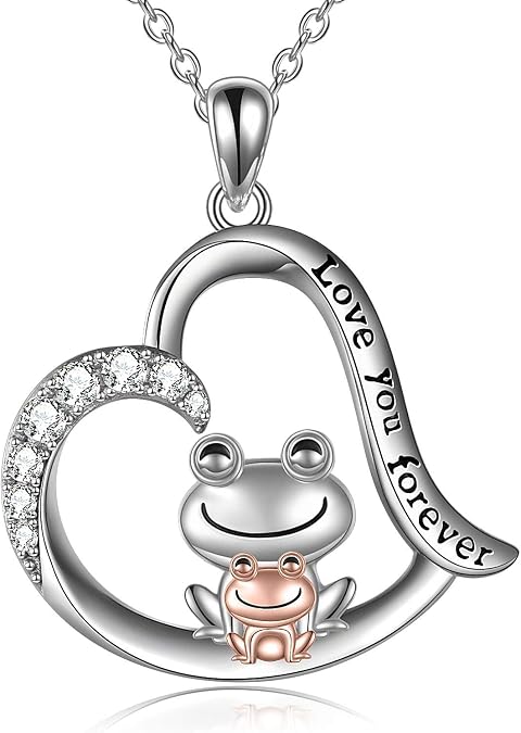 POPLYKE Frog/Fox/Ladybug/Cat/Pig/Dinosaur/Penguin/Sea Turtle/Koala Necklace Jewelry for Women Sterling Silver for Mom Daughter Wife(sliver-animal necklace)