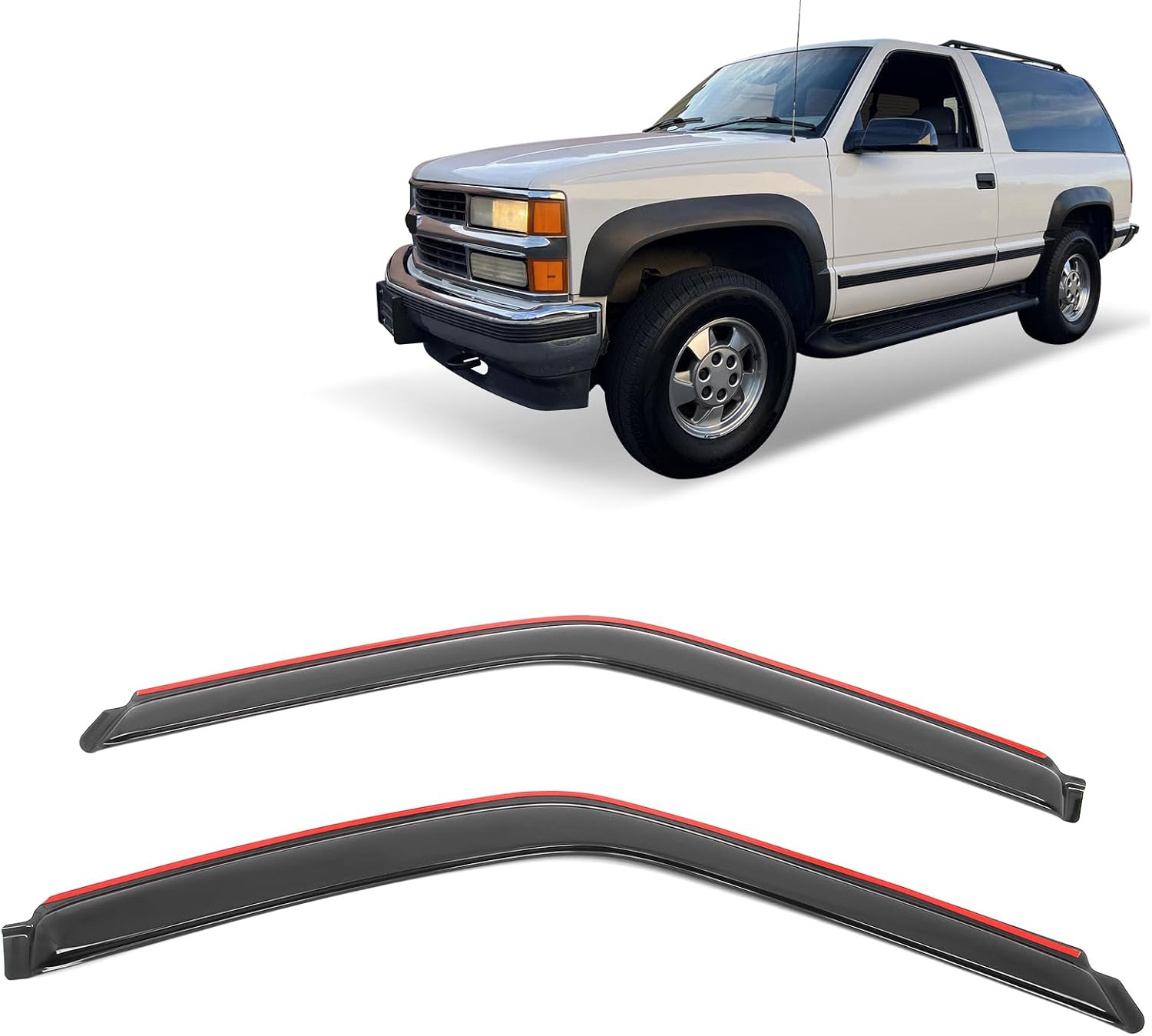 FREEMOTOR802 In-Channel Car Window Deflectors, Compatible with 1988-1998 Chevrolet GMC CK Regular Cab, Dark Tinted Acrylic Rain Guards Side Window Visors Wind Deflectors, 2-Piece Set