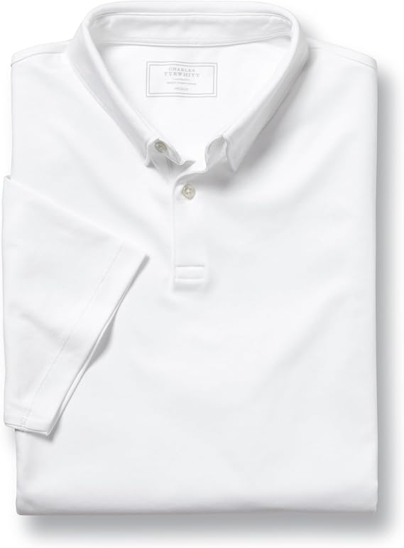 Charles Tyrwhitt Polo Shirts for Men Smart Polo Shirt Mens Short Sleeve Cotton Jersey with Collar Stylish & Breathable
