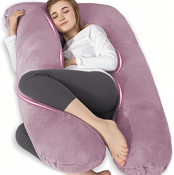 Chilling Home Pregnancy Pillow, U Shaped Maternity Full Body Pillow, Velvet