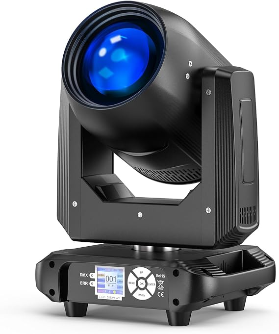 200 W Moving Head RGBW LED Beam Stage Light Electronic Focus 14 Gobo DMX512 Party Light 18 Prisms 360° Rotating Rainbow Effect for Christmas DJ Disco Bar Wedding