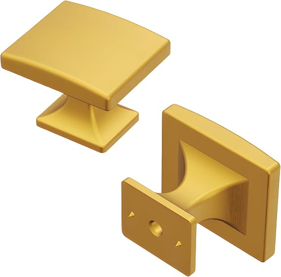 Hickory Hardware 1 Pack Solid Core Kitchen Cabinet Knobs, Luxury Cabinet and Dresser Knobs, Handle Pulls for Doors & Drawers, 1-7/16 Inch, Brushed Golden Brass, Forge Collection
