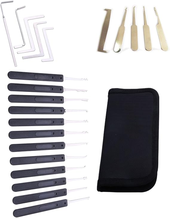 Locksmith Credit Card Lock Picking Tool Kit with 17pcs Lock Pick Training Set