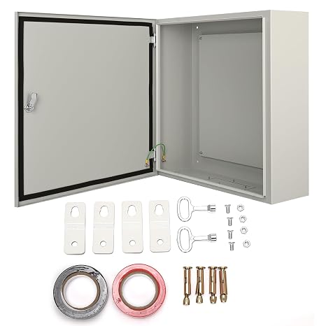 60x60x20cm Stainless Steel Electrical Box,15kg Heavy Duty Weatherproof Metal Wall-mounted Electronic Equipment Enclosure Box,Universal Project Box with Lock & Mounting Plate