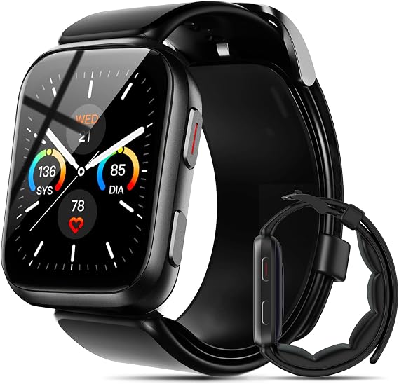 Blood Pressure Smart Watch, 1.95'' Blood Pressure Watch with Air Pump Cuff, Blood Pressure Monitor Watch for Sleep and Sports Tracking for Android iOS Supports Reminder Monitoring, Data Sharing Etc
