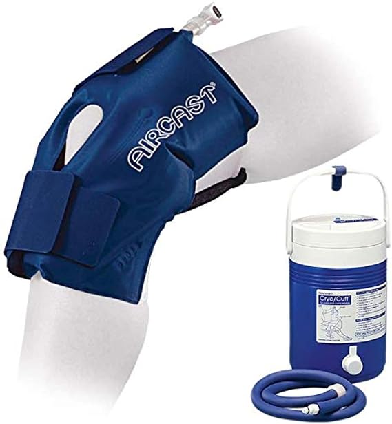Aircast Cryo Cuff Knee Cold Therapy Machine Cooler for Cold Therapy Knee Solution - Blue - Large (20in - 31in)