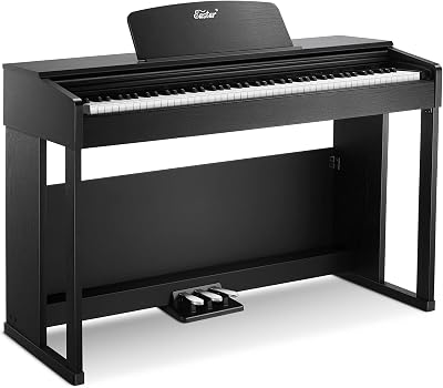 Digital Piano 88 Key Fully-weighted, Eastar EP-150 Keyboard Piano for Beginner & Professional, with Graded Hammer Action Keys, Triple Pedal, 128 Polyphony & Metronome, Black