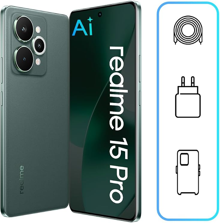 realme 15 Pro 5G Smartphone (12GB RAM, 512GB Storage) | 6.8" 144Hz OLED Display | Snapdragon 7 Gen 4 | 50MP OIS Camera | 7000mAh | 80W Fast Charging | Android 15 | 12m (Velvet Green)