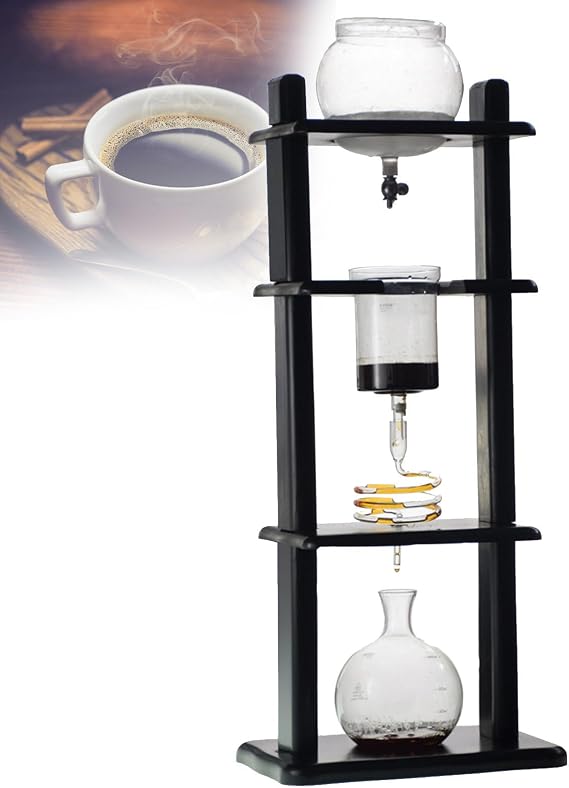 Cold Brew Maker Ice Coffee Machine With Slow Drip Technology,Cold Brew Coffee Tower, Large Capacity Cold Brew Coffee Tower, Black Wood Straight Frame