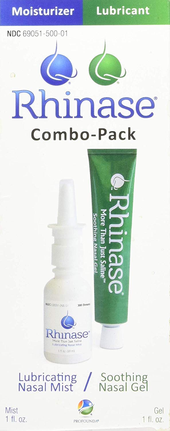 Rhinase Nasal Care Combo Pack - Nasal Gel 1 oz & Saline Spray 1 oz for Dryness, Allergy Relief & Nosebleed Prevention, Aloe-Free & pH Balanced