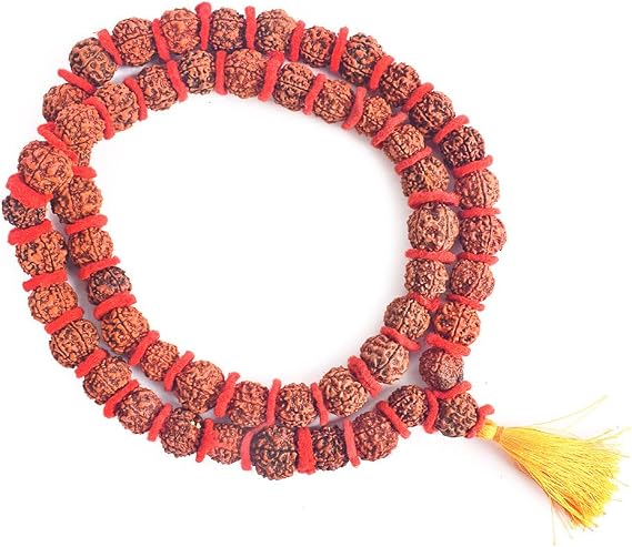SATVIK (17-18mm) - 5 Mukhi Rudraksha Kantha Mala Necklace 54 Large Beads on Velvet Thread Natural Bead Mala for Prayer, Meditation & Daily Wear, BatchSureTM Certified