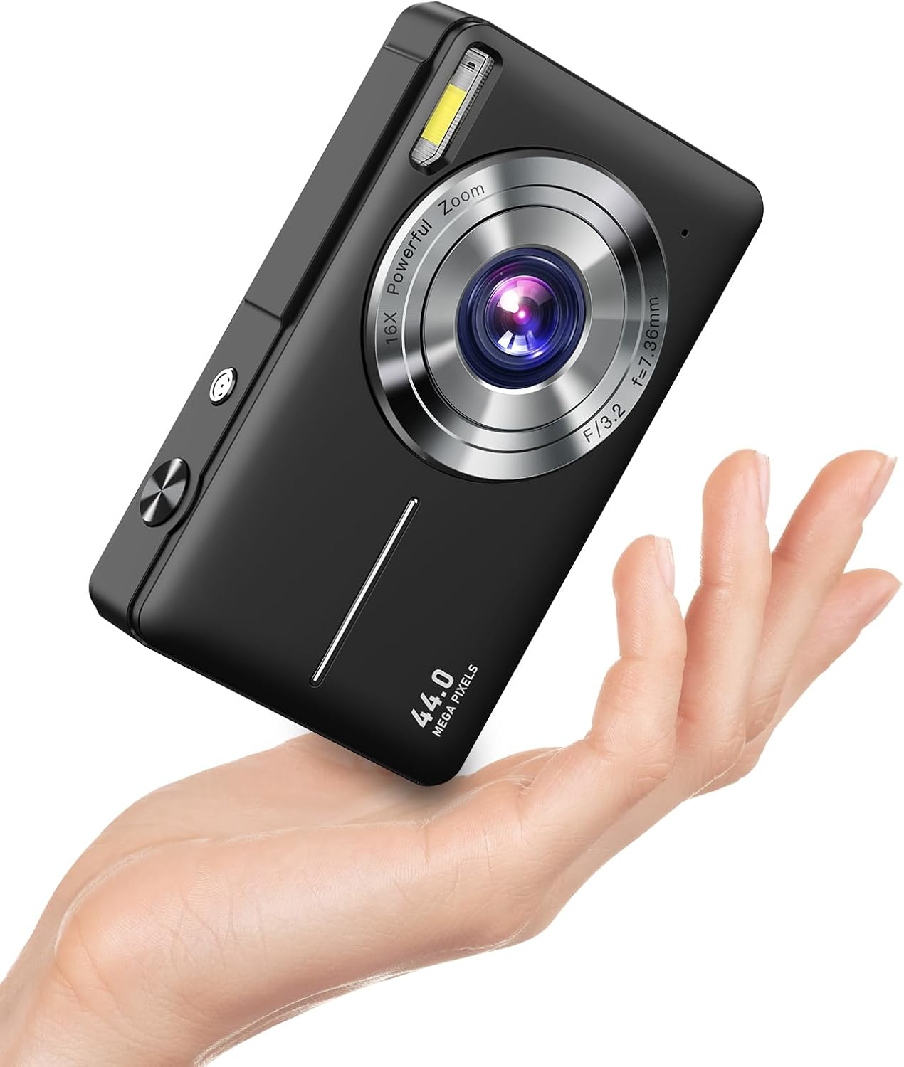 Digital Camera 1080P FHD Photo Camera 44MP Camera Digital Compact Camera 16X Digital Zoom Easy Vlogging Camera Portable Compact Digital Camera for Children Teenagers Seniors Beginners Black