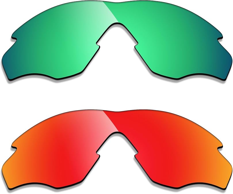 Alphax 2 Pair Polarized Replacement Lenses for Oakley M2 Frame XL OO9343 Sunglasses- Red+Green