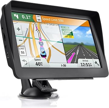 GPS Navigator for Car 7-Inch HD Touch Screen Voice Turn Alert Speed Limit Red Light Alert Truck Car GPS Navigation with Pre-Installed North American Maps and Free Lifetime Updates