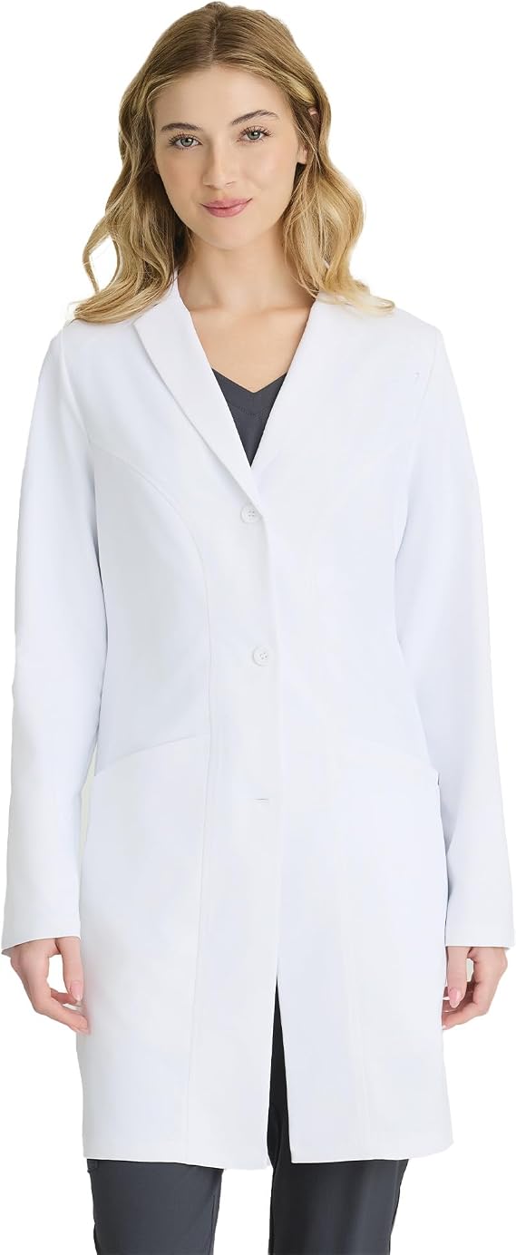 Skechers by BARCO Flourish Lab Coat for Women 3-Pocket, 3-Button Medical Scrub Coat w/ 2-way Stretch & Soil Release Fabric
