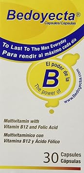 Bedoyecta Multivitamin Contains Iron, Folic Acid, Vitamin C, B1, B2, B9, and B12, 30 Count