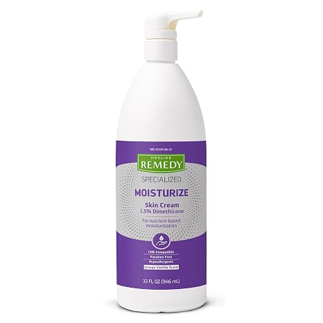 Medline Remedy Specialized Skin Cream (32 oz Bottle), Scented, 1.5% Dimethicone, Nourishing Moisturizer for Dry Skin, Sulfate-Free, Paraben-Free, Hypoallergenic Body Cream, Daily Lotion for Dry Skin