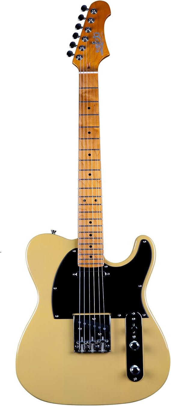Jt350 BSC Tele Style Guitar, solid basswood body, 22 frets roasted maple neck, Wilkinson bridge, alnico pickups Free