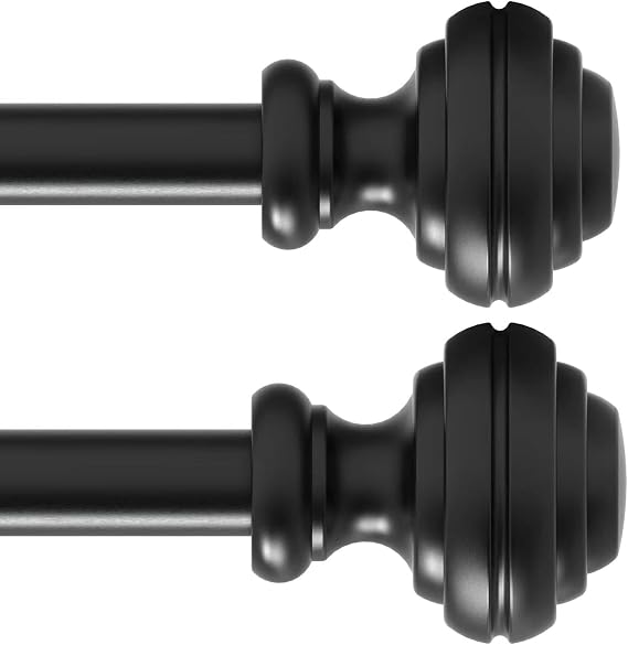 Curtain Rods for Windows 66-120 inch,3/4 inch Heavy Duty Adjustable Decorative Curtain Rods with Modern Finials,2 Pack Window Curtain Rods for Bedroom, Living Room,Patio and Kitchen