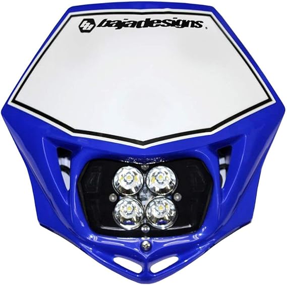 Baja Designs Squadron Sport Universal LED Motorcycle Headlight Kit with Shell (D/C) - Blue Shell, Universal Fit, Plug and Play Installation for Dirt and Dual Sport Bikes (Spot Lens; Clear)