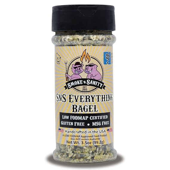 Smoke n Sanity SnS Everything Bagel Seasoning, Low FODMAP, 3.5 oz Shaker