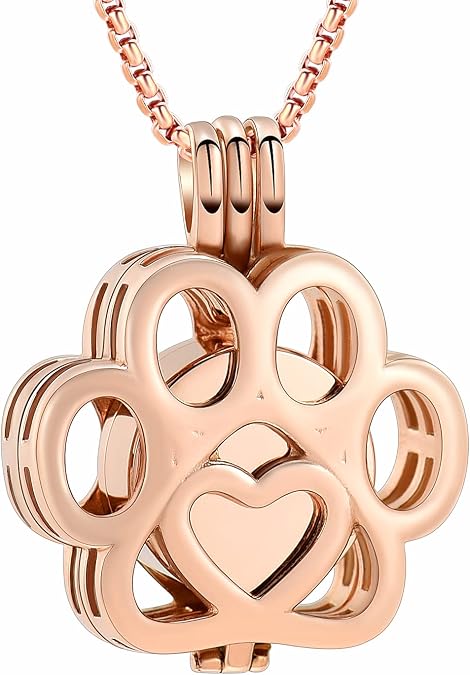 Oinsi Pet Cremation Jewelry For Ashes For Dog/Cat Paw Stainless Steel Memorial Locket Urn Necklace Inside Mini Case Keepsake Cremation Jewelry Women Men