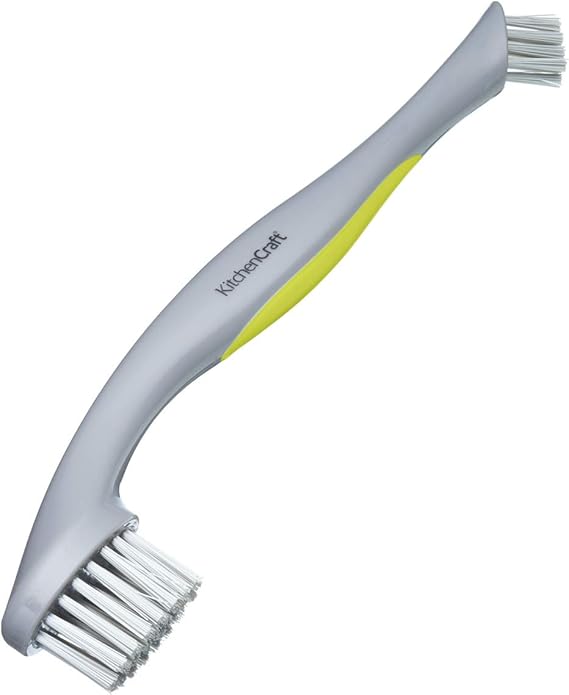 KitchenCraft 2-in-1 Scheuerbürste mit Griff Bürste für die Küche oder das Badezimmer Spülbürste für hartnäckigen Schmutz Schrubber Abwaschbürste Allzweckbürste Kunststoff Grau 28 cm