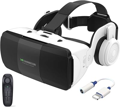PUCIO Virtual Reality Headset with Controller and Headphones, 3D VR Glasses for Video Movies & Games, Compatible iOS and Android Smartphones 4.7-7.8in,VR Headset Set for Kids