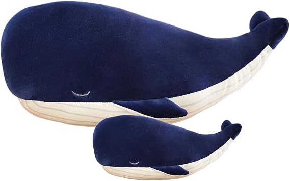Kekeso Blue Whale Plush Toy Soft Whale Dolphin Hugging Pillow Cute Plush Doll Toy Back Cushion Children Birthday Gift (45cm+25cm=17.71inch+9.84inch)