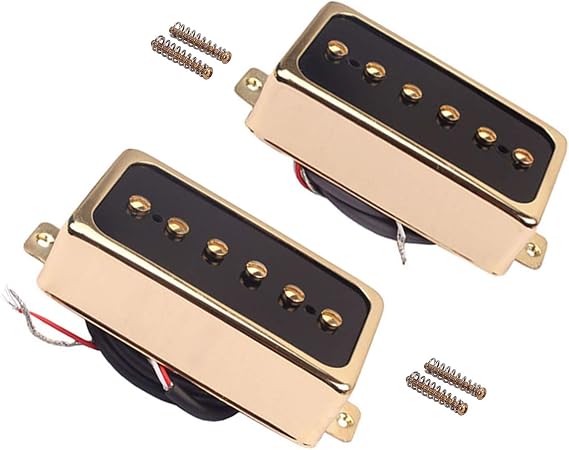 Humbucker-Sized P90-Style Single Coil Pickup Set Alnico 5 Wax Potted Pickup Replacement Parts for Electric Guitar with HH Openning