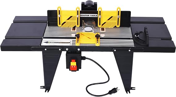 Portable Router Table - 34'' x 13.5'' Universal Benchtop Router Tables Stand with Steel Stand & Adjustable Fence | Electric Router Table Precise Routing Table Craftsman Tool for Woodworking Black