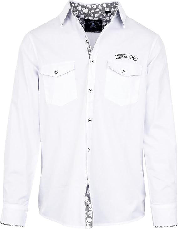 Rock Roll n Soul Men's Fashion Music is My Salvation III' White Long Sleeve Button-Up Shirt 694